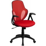 Mid-Back Executive Red Mesh Chair with Nylon Base [H-8880F-RED-GG]