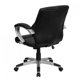 Mid-Back Black Leather Contemporary Manager's Office Chair [H-9637L-2-MID-GG]