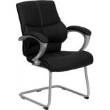 Black Leather Executive Side Chair [H-9637L-3-SIDE-GG]