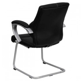Black Leather Executive Side Chair [H-9637L-3-SIDE-GG]