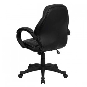 Mid-Back Black Leather Contemporary Office Chair [H-HLC-0005-MID-1B-GG]