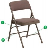 HERCULES Series Curved Triple Braced & Quad Hinged Beige Fabric Upholstered Metal Folding Chair [HA-MC309AF-BGE-GG]