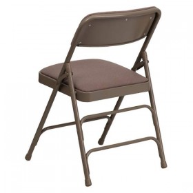 HERCULES Series Curved Triple Braced & Quad Hinged Beige Fabric Upholstered Metal Folding Chair [HA-MC309AF-BGE-GG]