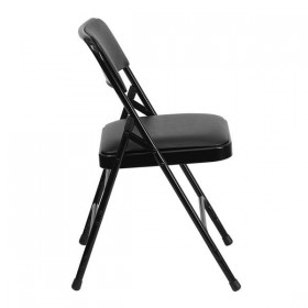 HERCULES Series Curved Triple Braced & Quad Hinged Black Vinyl Upholstered Metal Folding Chair [HA-MC309AV-BK-GG]