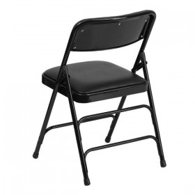 HERCULES Series Curved Triple Braced & Quad Hinged Black Vinyl Upholstered Metal Folding Chair [HA-MC309AV-BK-GG]