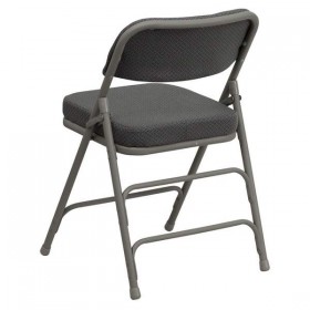 HERCULES Series Premium Curved Triple Braced & Quad Hinged Gray Fabric Upholstered Metal Folding Chair [HA-MC320AF-GRY-GG]