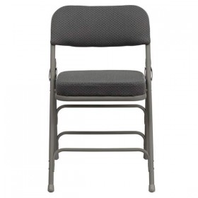 HERCULES Series Premium Curved Triple Braced & Quad Hinged Gray Fabric Upholstered Metal Folding Chair [HA-MC320AF-GRY-GG]