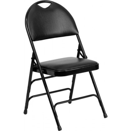 HERCULES Series Extra Large Ultra-Premium Triple Braced Black Vinyl Metal Folding Chair with Easy-Carry Handle [HA-MC705AV-3-BK-GG]