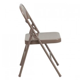 HERCULES Series Triple Braced & Quad Hinged Beige Metal Folding Chair [HF3-MC-309AS-BGE-GG]