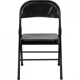 HERCULES Series Triple Braced & Quad Hinged Black Metal Folding Chair [HF3-MC-309AS-BK-GG]