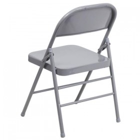 HERCULES Series Triple Braced & Quad Hinged Gray Metal Folding Chair [HF3-MC-309AS-GY-GG]