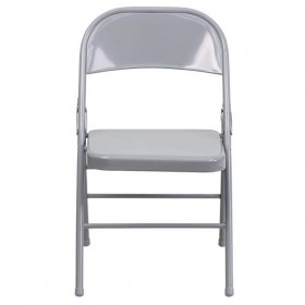 HERCULES Series Triple Braced & Quad Hinged Gray Metal Folding Chair [HF3-MC-309AS-GY-GG]