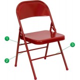 HERCULES Series Triple Braced & Quad Hinged Red Metal Folding Chair [HF3-MC-309AS-RED-GG]