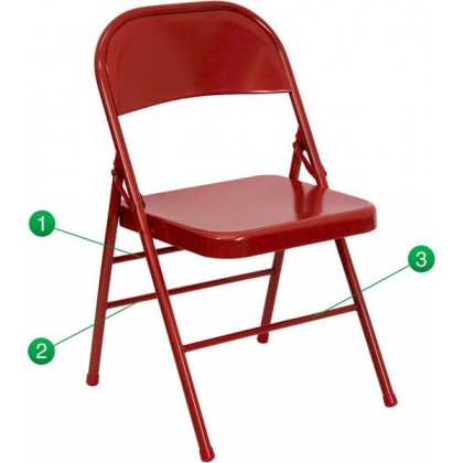 HERCULES Series Triple Braced & Quad Hinged Red Metal Folding Chair [HF3-MC-309AS-RED-GG]