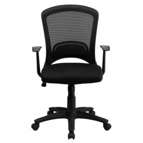 Mid-Back Black Mesh Chair with Padded Mesh Seat [HL-0007-GG]