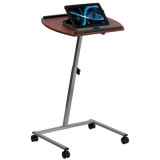 Angle and Height Adjustable Mobile Laptop Computer Table with Mahogany Top [JB-4-GG]