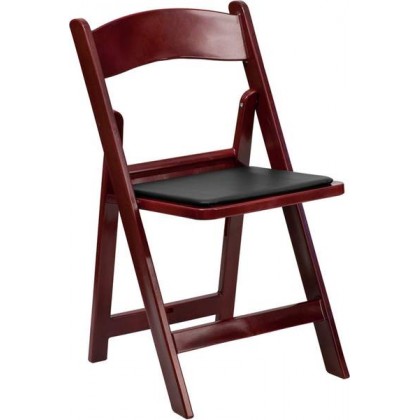 HERCULES Series 1000 lb. Capacity Red Mahogany Resin Folding Chair with Black Vinyl Padded Seat [LE-L-1-MAH-GG]