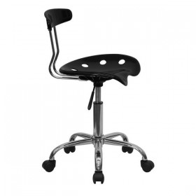 Vibrant Black and Chrome Computer Task Chair with Tractor Seat [LF-214-BLK-GG]