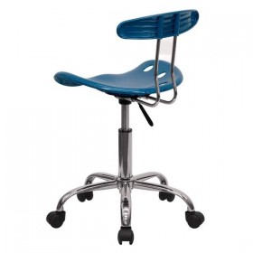 Vibrant Bright Blue and Chrome Computer Task Chair with Tractor Seat [LF-214-BRIGHTBLUE-GG]