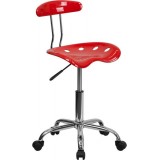 Vibrant Cherry Tomato and Chrome Computer Task Chair with Tractor Seat [LF-214-CHERRYTOMATO-GG]