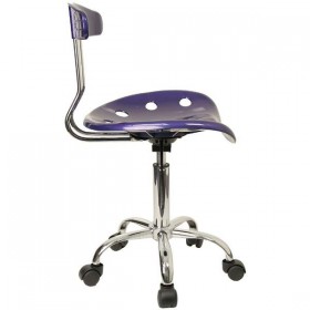 Vibrant Deep Blue and Chrome Computer Task Chair with Tractor Seat [LF-214-DEEPBLUE-GG]