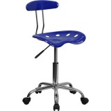 Vibrant Nautical Blue and Chrome Computer Task Chair with Tractor Seat [LF-214-NAUTICALBLUE-GG]