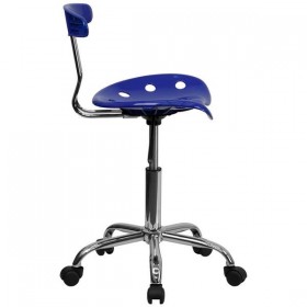 Vibrant Nautical Blue and Chrome Computer Task Chair with Tractor Seat [LF-214-NAUTICALBLUE-GG]