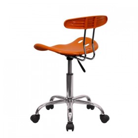 Vibrant Orange and Chrome Computer Task Chair with Tractor Seat [LF-214-ORANGEYELLOW-GG]