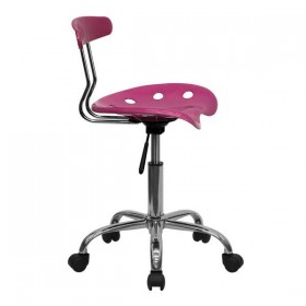 Vibrant Pink and Chrome Computer Task Chair with Tractor Seat [LF-214-PINK-GG]