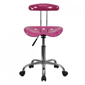 Vibrant Pink and Chrome Computer Task Chair with Tractor Seat [LF-214-PINK-GG]