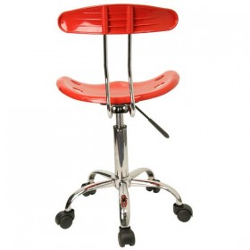 Vibrant Red and Chrome Computer Task Chair with Tractor Seat [LF-214-RED-GG]