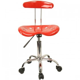Vibrant Red and Chrome Computer Task Chair with Tractor Seat [LF-214-RED-GG]