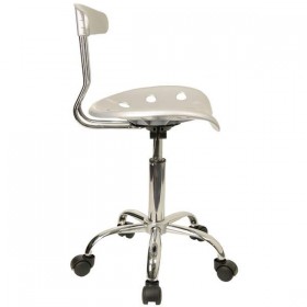 Vibrant Silver and Chrome Computer Task Chair with Tractor Seat [LF-214-SILVER-GG]