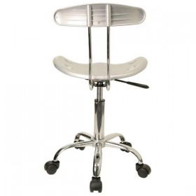 Vibrant Silver and Chrome Computer Task Chair with Tractor Seat [LF-214-SILVER-GG]