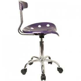 Vibrant Violet and Chrome Computer Task Chair with Tractor Seat [LF-214-VIOLET-GG]