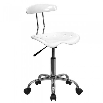 Vibrant White and Chrome Computer Task Chair with Tractor Seat [LF-214-WHITE-GG]