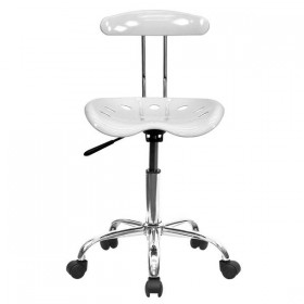 Vibrant White and Chrome Computer Task Chair with Tractor Seat [LF-214-WHITE-GG]