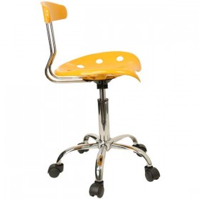 Vibrant Orange-Yellow and Chrome Computer Task Chair with Tractor Seat [LF-214-YELLOW-GG]