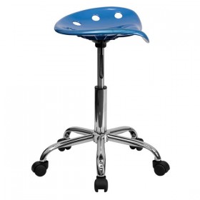 Vibrant Bright Blue Tractor Seat and Chrome Stool [LF-214A-BRIGHTBLUE-GG]