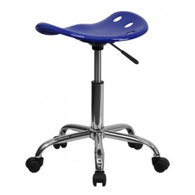 Vibrant Nautical Blue Tractor Seat and Chrome Stool [LF-214A-NAUTICALBLUE-GG]