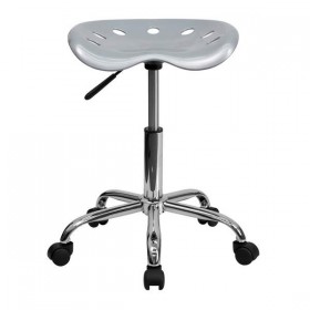 Vibrant Silver Tractor Seat and Chrome Stool [LF-214A-SILVER-GG]