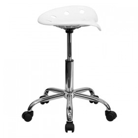 Vibrant White Tractor Seat and Chrome Stool [LF-214A-WHITE-GG]
