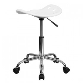 Vibrant White Tractor Seat and Chrome Stool [LF-214A-WHITE-GG]
