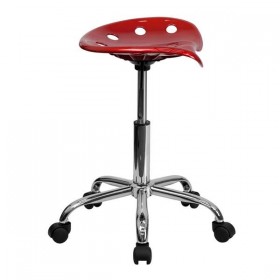 Vibrant Wine Red Tractor Seat and Chrome Stool [LF-214A-WINERED-GG]