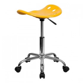 Vibrant Orange-Yellow Tractor Seat and Chrome Stool [LF-214A-YELLOW-GG]