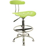 Vibrant Apple Green and Chrome Drafting Stool with Tractor Seat [LF-215-APPLEGREEN-GG]