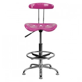 Vibrant Candy Heart and Chrome Drafting Stool with Tractor Seat [LF-215-CANDYHEART-GG]