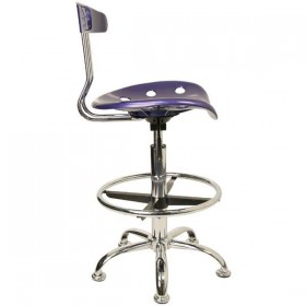 Vibrant Deep Blue and Chrome Drafting Stool with Tractor Seat [LF-215-DEEPBLUE-GG]