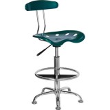 Vibrant Green and Chrome Drafting Stool with Tractor Seat [LF-215-GREEN-GG]