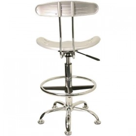 Vibrant Silver and Chrome Drafting Stool with Tractor Seat [LF-215-SILVER-GG]